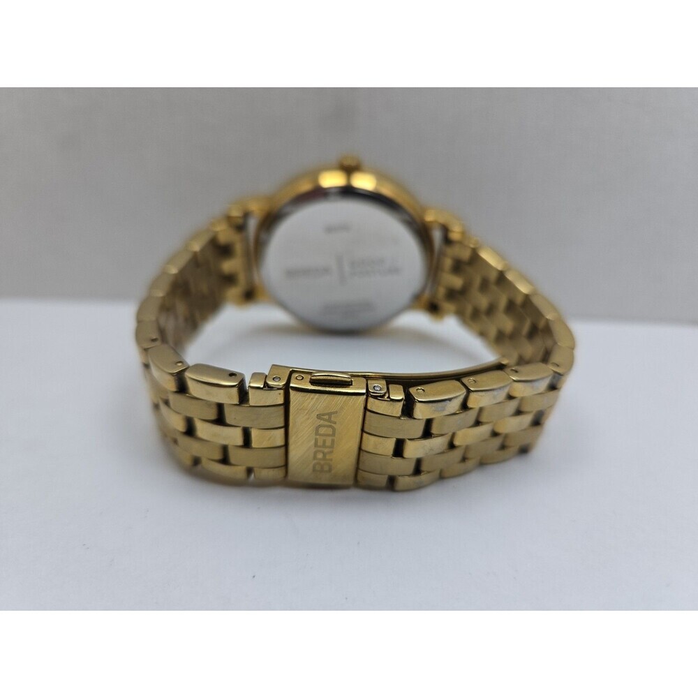 Breda Good Posture Blossom 18K Gold Plated Quartz Watch 41mm Mens New Battery - Picture 8 of 11